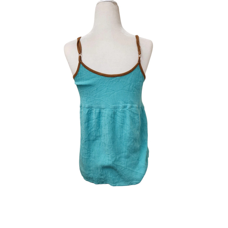 Miss Me Aqua Green-Blue Rayon Tank Top Loose Boho Size Small Women's 3