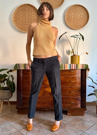 Y2k vintage black and light blue geometric print velvet trousers, brand: Unique Vintage, condizioni: Ottime, taglia: M, €15.00, €16.45 include la Protezione acquisti Pro