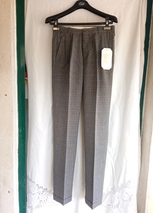 Calças Alfaiataria Vintage | Pietro Marini | Tyrelene, Lã & Linho | Cinza Xadrez Anos 80/90, marque: Vintage Dressing, état: Neuf avec étiquette, taille: W27 | FR 36, 29,00 €, 31,15 € Protection acheteurs incluse