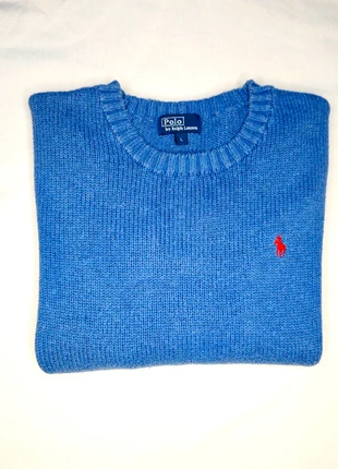 Pull d'hiver Ralph Lauren bleu avec le logo rouge, marca: Ralph Lauren, estado: Muito bom, tamanho: XS, €35.00, €37.45 inclui Proteção do Comprador