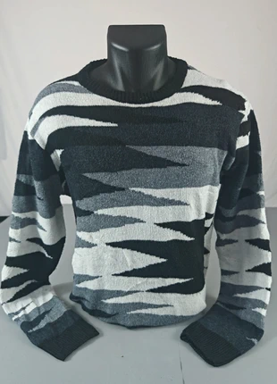 Pull homme 90's vintage col rond noir gris et blanc taille S, marke: Vintage Dressing, zustand: Sehr gut, größe: S, 15,00 €, 16,45 € inklusive Vinted-Käuferschutz