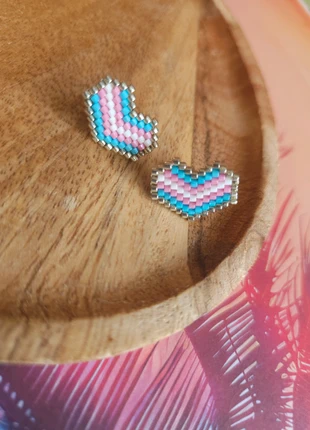 Boucles cœur miyuki drapeau trans, brand: Pride, condition: New without tags, €5.90, €6.90 includes Buyer Protection