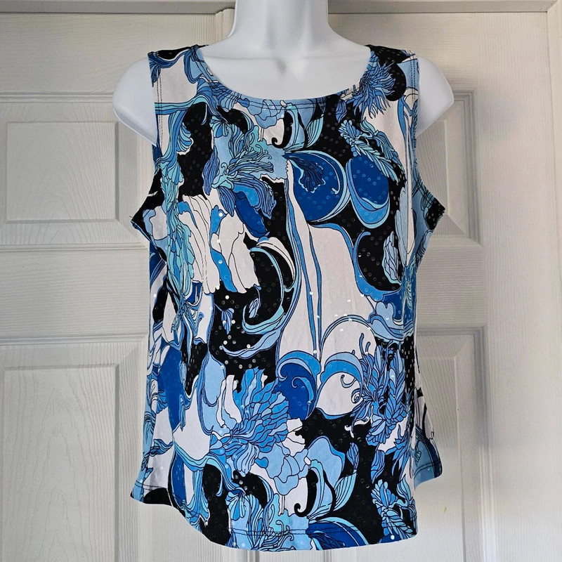 Vtg 90s beachy whimsical sleeveless blouse 2