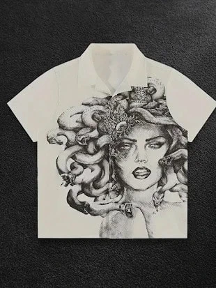 Chemise noire motif Medusa – Taille M, brand: Vintage Dressing, condition: Very good, size: M, €41.00, €43.75 includes Buyer Protection