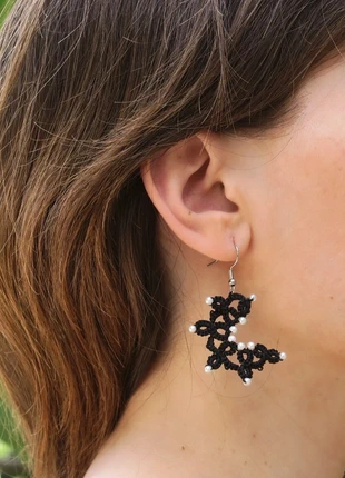 Boucles d'oreilles lunes noires en crochet, pièce unique, brand: DreamcatcheuseArt, condizioni: Nuovo senza cartellino, €12.00, €13.30 include la Protezione acquisti Pro
