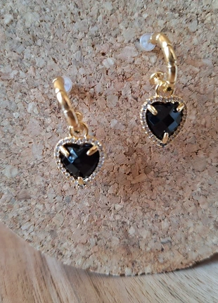 Boucle d'oreilles doré chic luxe Cœur noir, staat: Heel goed, € 19,80, € 21,49 inclusief Kopersbescherming