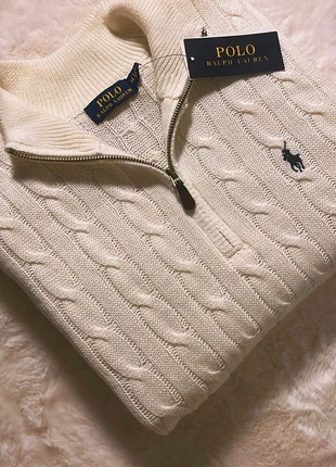 Ralph Lauren pull quart de zip half zip col camionneur torsadé, laine - old money & premium, merk: Ralph Lauren, staat: Nieuw met prijskaartje, maat: M, € 95,00, € 100,45 inclusief Kopersbescherming