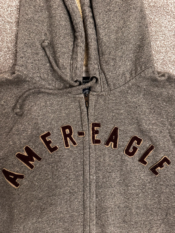 Men s American Eagle Zip up hoodie. Borg hood lining. Grey charcoal. XXXL Vinted
