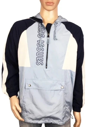 Half-zip coupe-vent bleu clair, blanc et bleu marine homme - Bershka - Taille XS, brand: Bershka, condizioni: Ottime, taglia: XS, €12.00, €13.30 include la Protezione acquisti Pro
