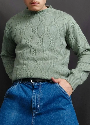 Pull Vintage 80s "Damart" en Maille Unie Vert à Motifs Torsades (M), merk: Damart, staat: Veelgebruikt, maat: M, € 6,00, € 7,00 inclusief Kopersbescherming Pro