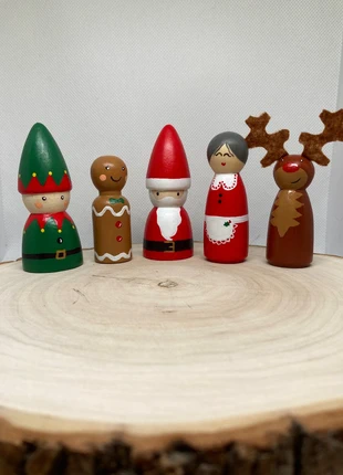 Set handgeschilderde pegdolls kerstfiguren (houten poppetjes), brand: Handgemaakt, condizioni: Nuovo senza cartellino, taglia: Taglia unica, €14.95, €16.40 include la Protezione acquisti