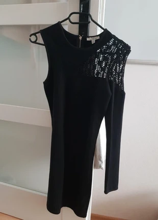 Krótka sukienka czarna mała midi z jednym rękawem i siatką seksowna S, brand: Kiabi, condition: Very good, size: S / 36 / 8, €9.00, €10.15 includes Buyer Protection