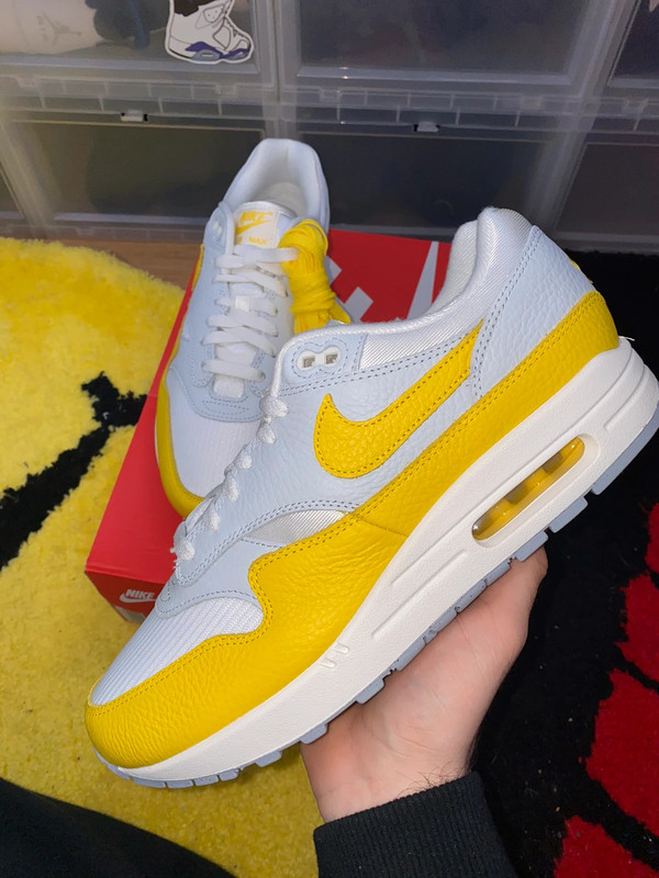 Air max 1 white blue yellow shop