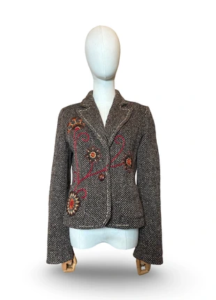 Y2K Naf Naf Wool Blend Embroidered Short Coat Size 8 – One Button Jacket, brand: Naf Naf, condition: Good, size: S / 8, £28.00, £30.10 includes Buyer Protection Pro