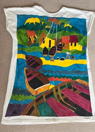 Signed hand painted cotton dress art gallery, brand: Dodson, condition: Very good, size: XXL / UK 24-26, £30.00, £32.20 includes Buyer Protection