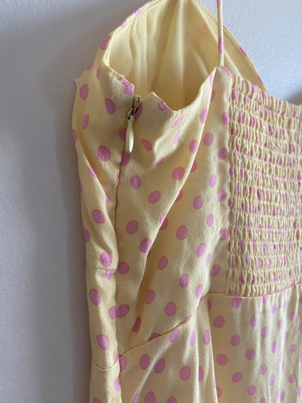 MANGO Summer Dress 'Amelia' in Pastel Yellow pink polka dot size S 5
