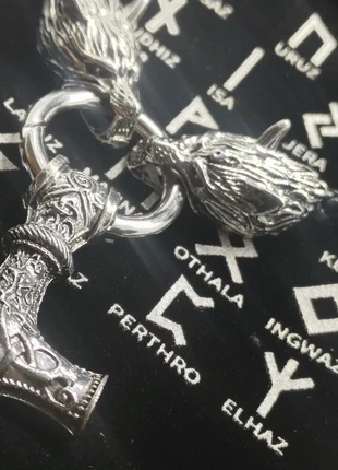 Collier viking mjolnir marteau de thor et têtes de fenrir bijoux nordique, condizioni: Ottime, €19.00, €20.65 include la Protezione acquisti Pro