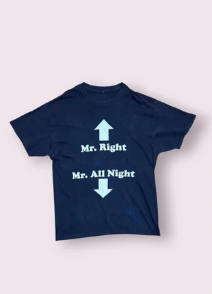 T-shirt Mr Right Mr All Night - 100% coton - Noir - Taille L - Très bon état, merk: Vintage Dressing, staat: Heel goed, maat: L, € 15,00, € 16,45 inclusief Kopersbescherming