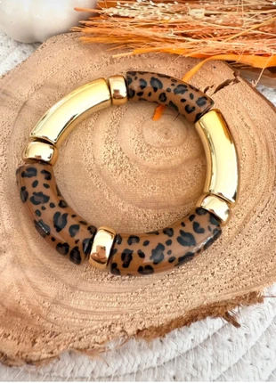 Bracelet tubes Léopard Doré Marron élastique, état: Neuf sans étiquette, 6,00 €, 7,00 € Protection acheteurs incluse