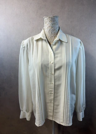 Blouse écrue élégante manches longues plis devant – Marie Clarence – Taille L H1, merk: Marie Clemence, staat: Heel goed, maat: L / 40 / 12, € 9,00, € 10,15 inclusief Kopersbescherming Pro