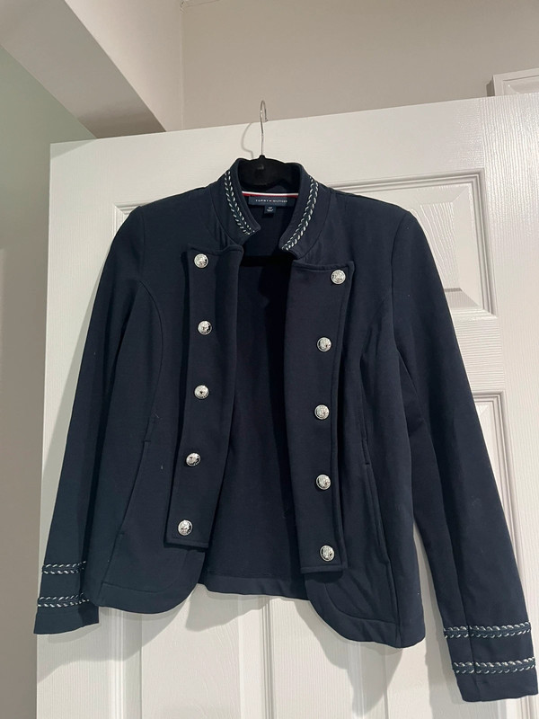 Navy blazer with silver buttons 1