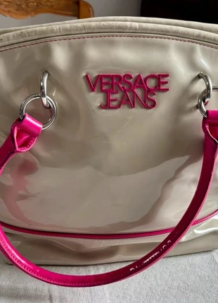 Sac à Main Versace Jeans Couture Beige Brillant Rose Taille Unique Bon État, marque: Versace Jeans, état: Très bon état, 35,00 €, 37,45 € Protection acheteurs incluse