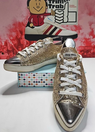 Baskets Miu Miu glitter doré - Taille 34,5, marca: Miu Miu, estado: Muy bueno, tamaño: 34.5, 45,00 €, 47,95 € Protección al comprador incluida