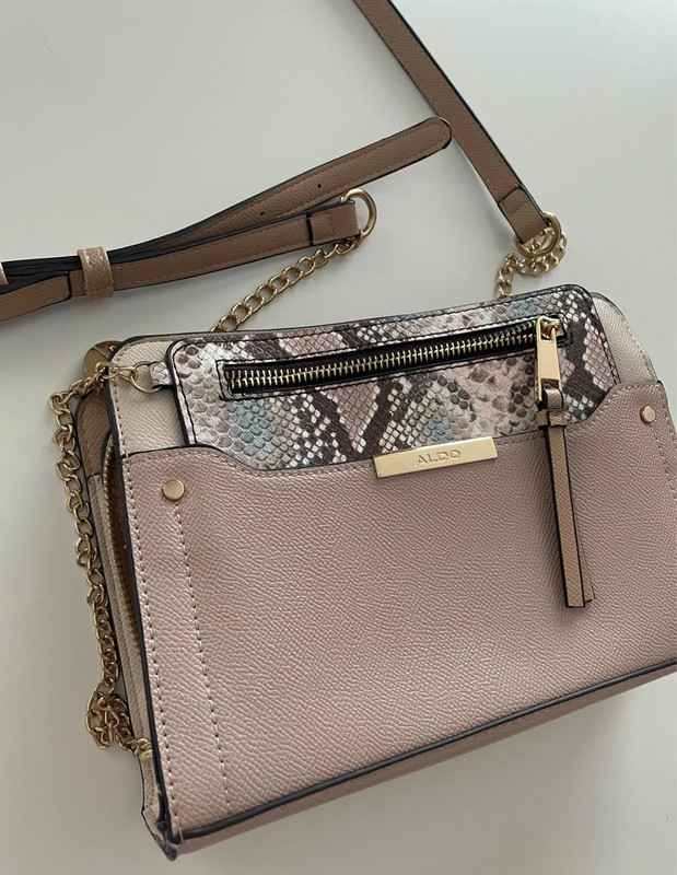 Aldo pink and faux snakeskin print cross body bag
