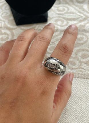 Bague vintage en argent sterling 925 avec hématies et zirconium., brand: Argent 925, condition: Very good, size: 18.1 mm Ø, €45.00, €47.95 includes Buyer Protection