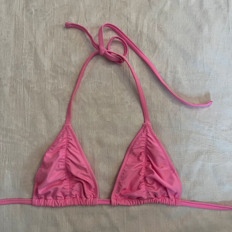 Pink triangle bikini top 1