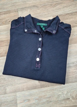 Pull Ralph Lauren noir femme – Couture rose – Col polo boutonné - Taille M, marque: Ralph Lauren, état: Bon état, taille: M / 38 / 10, 12,00 €, 13,30 € Protection acheteurs incluse