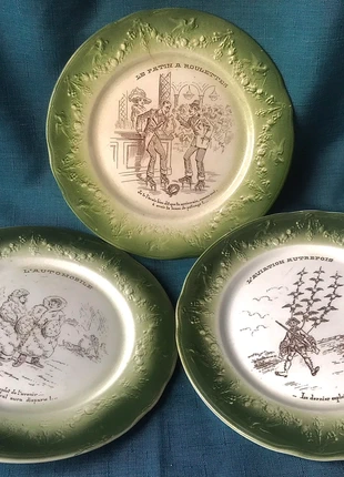 3 assiettes parlantes faïence automobile aviation patin à glace chasse Lunéville, marke: Luneville, zustand: Gut, 15,00 €, 16,45 € inklusive Vinted-Käuferschutz