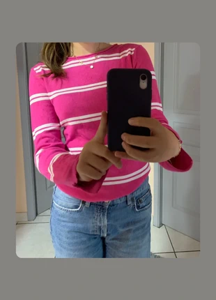 Tee shirt manche longue rose et blanc , marca: Stradivarius, estado: Muito bom, tamanho: M / 38 / 10, €3.00, €3.85 inclui Proteção do Comprador