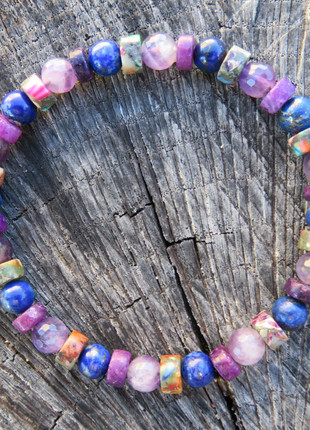 Bracelet femme, perles pierres naturelles, multicolore, unique, énergétique, marque: Natural, état: Neuf sans étiquette, 30,00 €, 32,20 € Protection acheteurs incluse