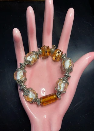 Bracelet de perles de verres soufflées élastique, marque: Vintage Chic, état: Très bon état, 8,00 €, 9,10 € Protection acheteurs incluse