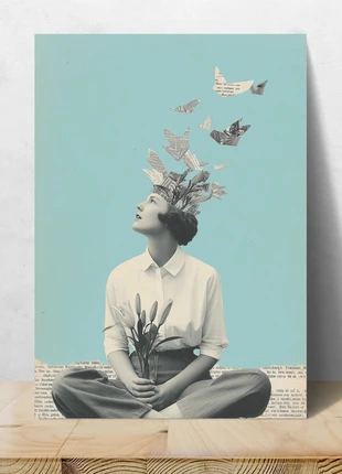 Poster Donna Onirica con Farfalle – 28,7 × 20 cm, marque: Collage, état: Neuf sans étiquette, 7,95 €, 9,05 € Protection acheteurs (Pro) incluse
