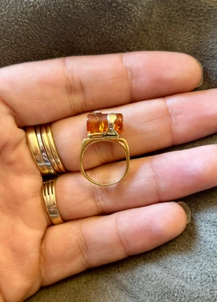 Bague design en vermeil massif et ambre, marca: Argent, estado: Muito bom, tamanho: 15,7 mm Ø / 9,5, €36.50, €39.03 inclui Proteção do Comprador Pro