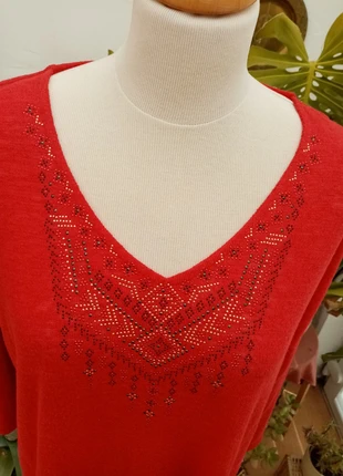 Pull rouge automnal, strass. 4.72€, marca: Vintage, estado: Satisfactorio, tamaño: XXXL / 46 / 18, 4,72 €, 5,66 € Protección al comprador incluida