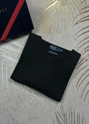 Sweat à col V Ralph Lauren noir logo brodé bleu marine, brand: Ralph Lauren, condition: Very good, size: M, €24.00, €25.90 includes Buyer Protection Pro