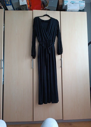 Długa czarna sukienka z gumką i paskiem w pasie, brand: Emery Rose, condizioni: Ottime, taglia: XL / IT 46 / EU 42, €5.00, €5.95 include la Protezione acquisti