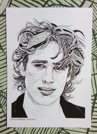 Jeff Buckley art print by Dawn Mendonça, marca: the idiot society, estado: Novo sem etiquetas, €4.00, €4.90 inclui Proteção do Comprador