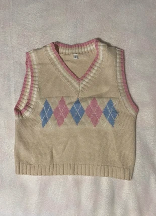 y2k cropeed argyle sweater, marca: YesStyle, estado: Novo sem etiquetas, tamanho: S / 36 / 8, €13.00, €14.35 inclui Proteção do Comprador