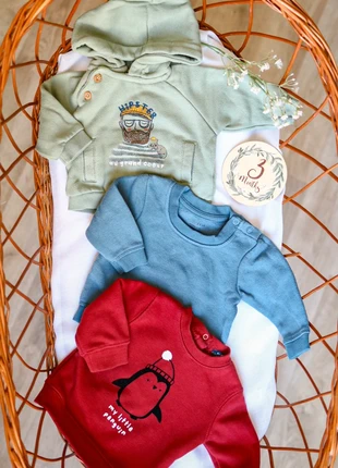 Lot de 3 sweat, Tape à l'oeil Primark Kiabi, 3 mois, brand: Kiabi, condizioni: Ottime, taglia: 1-3 mesi / 56 cm, €6.00, €7.00 include la Protezione acquisti Pro