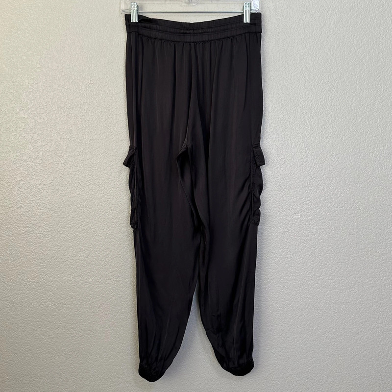 Aerie Charcoal Gray Drawstring Waist Satin Cargo Jogger Pants 5