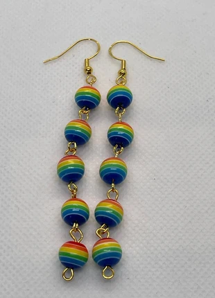 Leuke goudkleurige oorbellen met regenboog kralen NIEUW, marca: bizyou, estado: Nuevo sin etiquetas, 1,00 €, 1,75 € Protección al comprador incluida