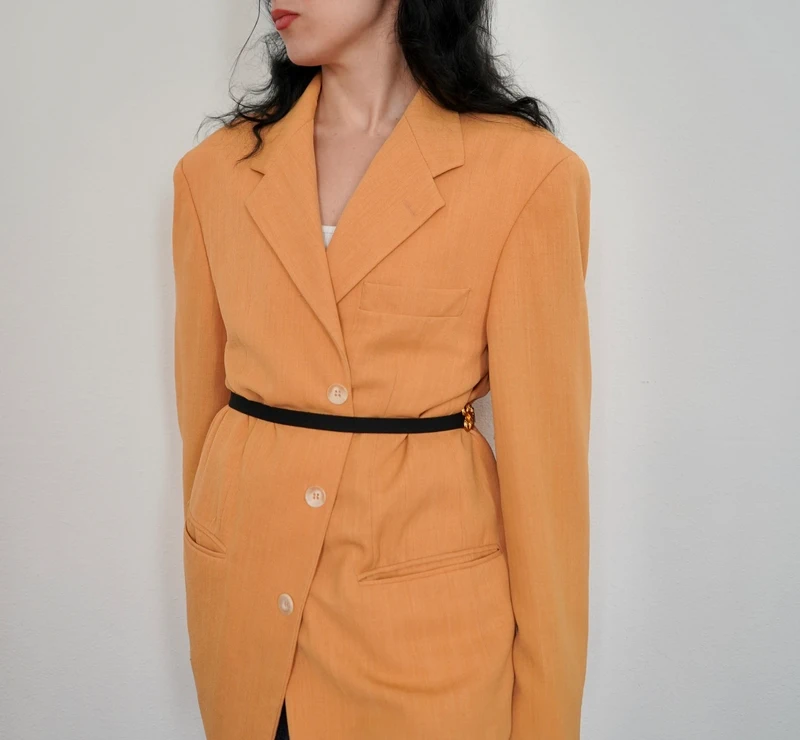 Blazer vintage jaune moutarde - photo numéro 4