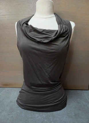 Top Sarah Pacini taupe col drapé sans manches Size 02, brand: Sarah Pacini, condizioni: Ottime, taglia: L / IT 44 / EU 40, €30.00, €32.20 include la Protezione acquisti