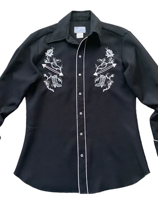 Chemise vintage année 1960 1970 H Bar C California Ranchwear rockabilly taille 16,5 noire L large, brand: Vintage Dressing, condition: Very good, size: L, €105.00, €110.95 includes Buyer Protection