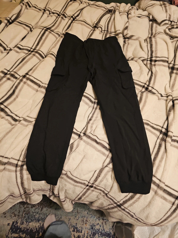 Black cargo pocket detail drawstring waist pants 1