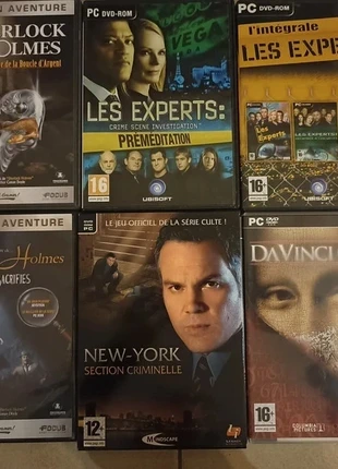 Lot Jeux PC Enquêtes Sherlock Holmes, Les Experts, Da Vinci Code, état: Très bon état, 1,00 €, 1,75 € Protection acheteurs incluse